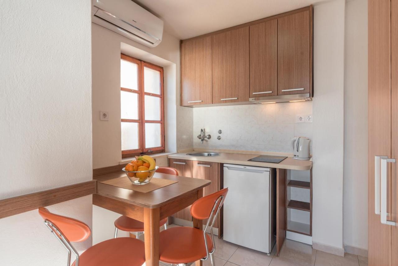 Kitchen and dining space inside a Budva Old Town apartment